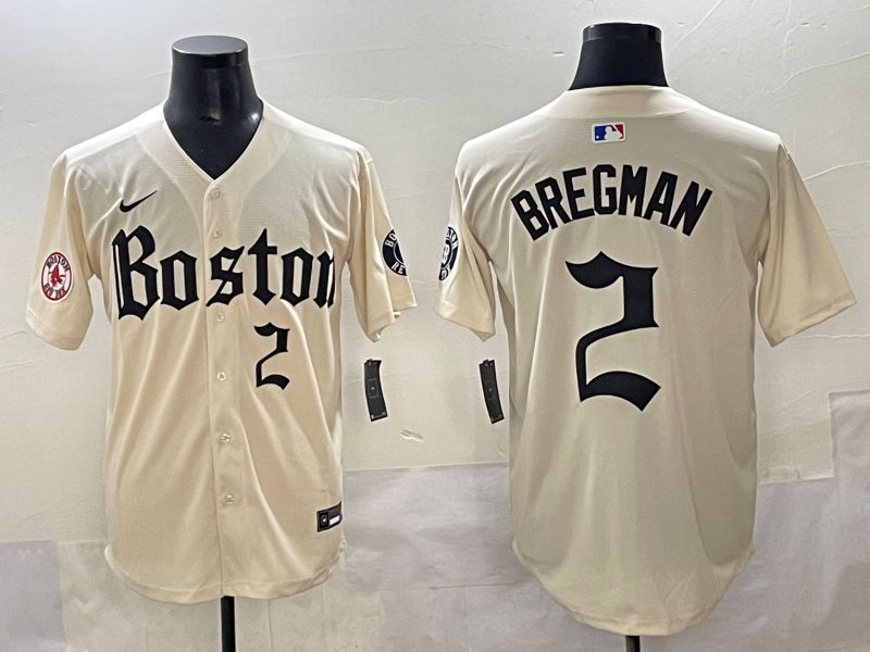 Men 2025 Boston Red Sox #2 Bregman Cream Five generations Joint Name Nike MLB Jersey style 13->boston red sox->MLB Jersey